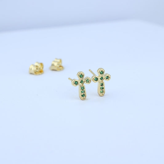 TOPO CRUZ ZIRCONES VERDES 6*9MM 711574