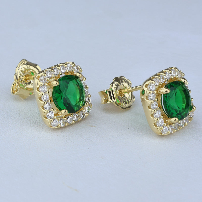 TOPO DIAMANTE ESMERALDA HALO 9*9MM 711612 - 6662