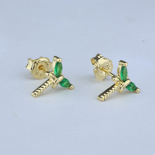 TOPO LIBELULA PIEDRA ESMERALDA 9*9MM 711616
