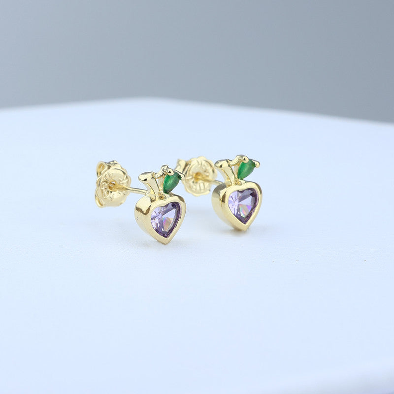 TOPO MANZANA 6*10MM ZIRCON MORADO /HOJA CIRCON VERDE 711525