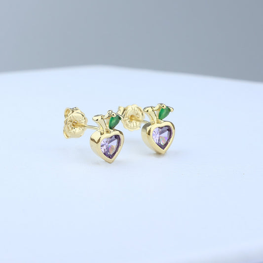 TOPO MANZANA 6*10MM ZIRCON MORADO /HOJA CIRCON VERDE 711525