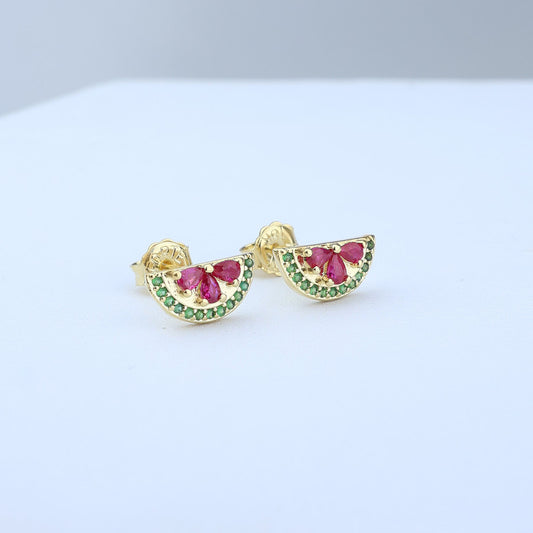 TOPO SANDIA 6*11MM ZIRCONES VERDE Y ZIRCONES ROSA EN CEN 711527