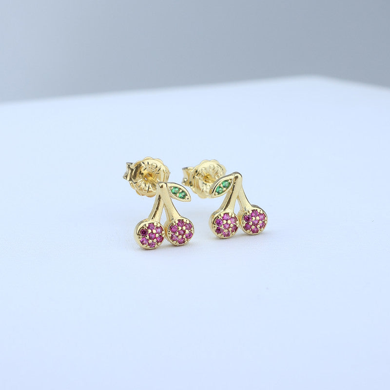 TOPO CEREZAS 5.6*9 CRISTAL ROSA/ HOJA CRISTAL VERDE 711505