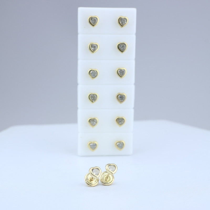 Topos Corazon con Zircon Blanco 4mm