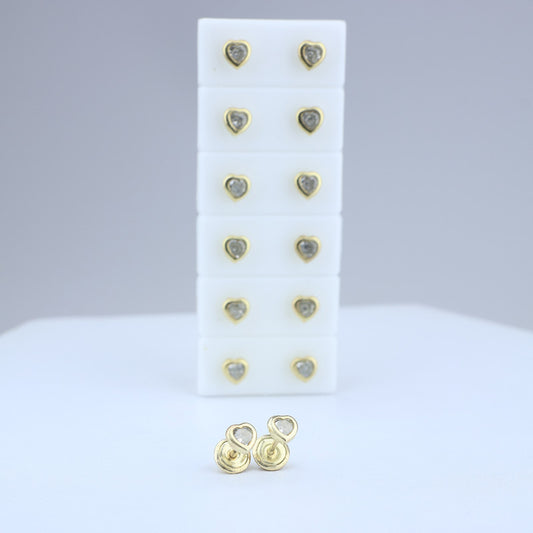 Topos Corazon con Zircon Blanco 4mm