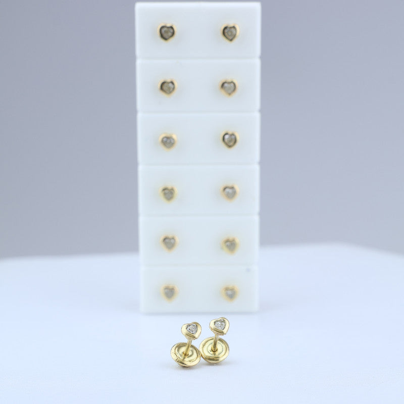 Topos Corazon con Zircon Blanco 2mm