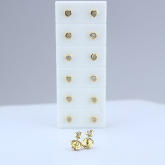 Topos Corazon con Zircon Blanco 2mm